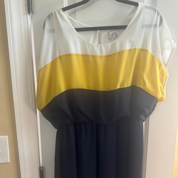 Sweet Storm Dresses & Skirts - Mini Dress - Navy Blue, Yellow & off white